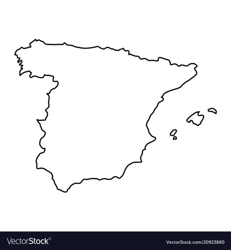 Spain map of black contour curves of Royalty Free Vector