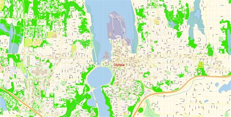 Olympia Washington PDF Map Vector Exact City Plan detailed Street Map ...