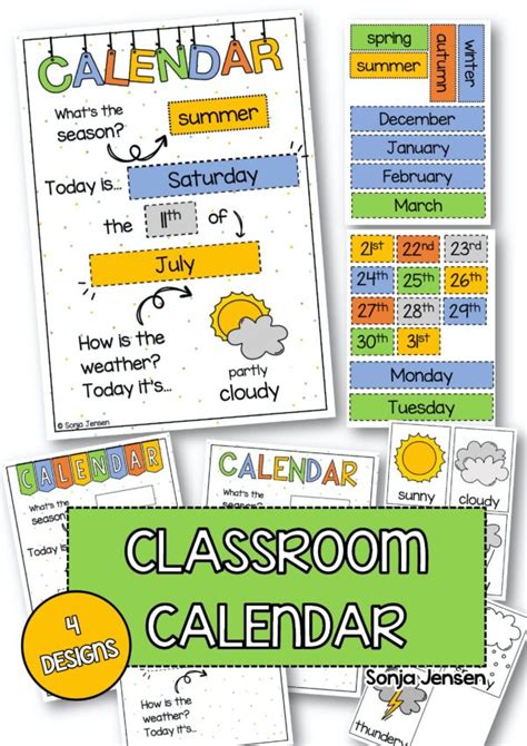 Classroom Calendar | Interactive poster | Teach seasons, days, months ...