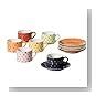 Yedi Houseware Classic Coffee and Tea Polka Dot Teacups and Saucers, Set of 6