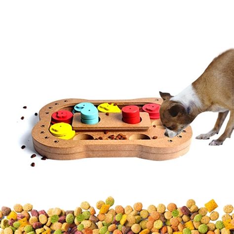 Misterolina Pet Interactive Wooden Dog Toys Food Feeder Claw Bone ...