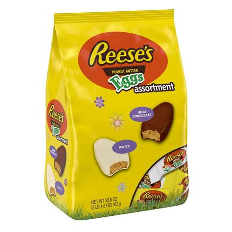 Reese's, Easter Milk Chocolate and White Creme Peanut Butter Eggs Assortment Candy, 33.6 Oz ...