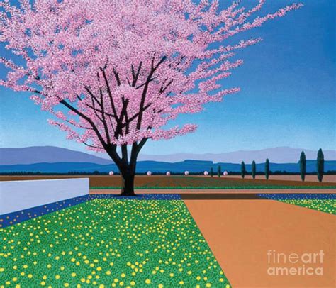 Vaporwave Sunset - Hiroshi Nagai - Pink Tree Painting by Hiroshi Nagai