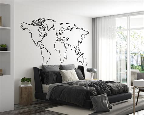 World Map Wall Decal World Map Wall Sticker World Map Wall Decor 5161 - Etsy