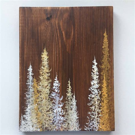 Original Tree Paintings on Wood by Emily Magone | "Trees on Wood One"