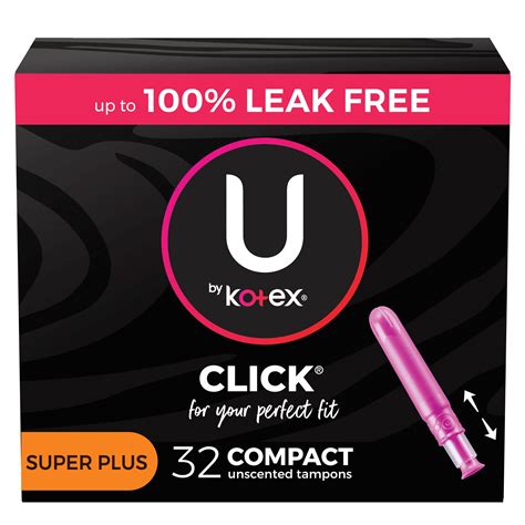 U by Kotex Click Compact Tampons, Super Plus, Unscented, 32 Count - Walmart.com - Walmart.com