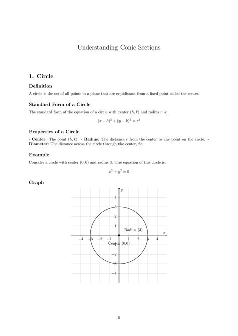 SOLUTION: A comprehensive guide to conic sections definitions properties and graphs - Studypool