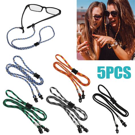 5/10pcs Eyeglass Straps, TSV Adjustable Eyewear Retainers, Non-slip Glasses Chains Lanyard ...