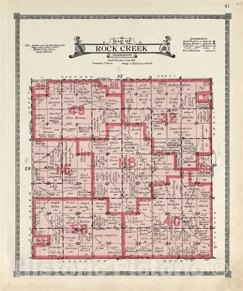 Historic 1916 Map - Atlas of Saunders County, Nebraska - Map of Rock C ...