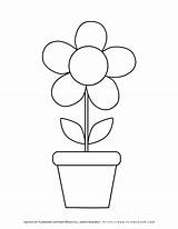 Spring  Coloring Page Flower In A Pot template Planerium sketch template