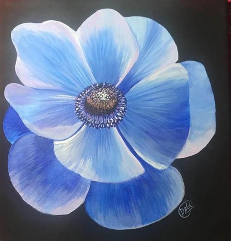 Blue Poppy Painting - Etsy