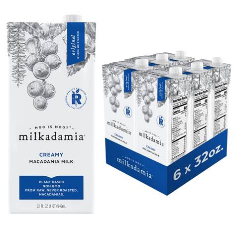 milkadamia Macadamia Milk - Creamy - 32 Fl Oz (Pack of 6) - Lactose Free Milk, Vegan Shelf ...