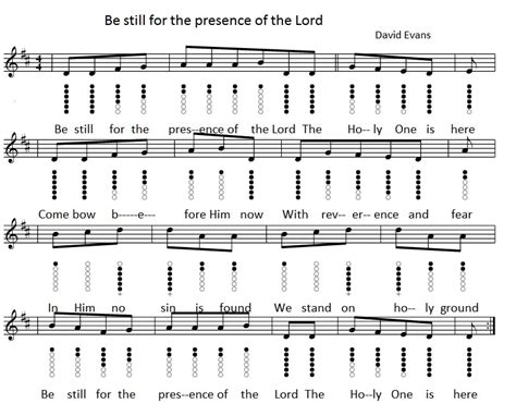 Be Still For The Presence Of The Lord Tin Whistle Sheet Music - Irish ...