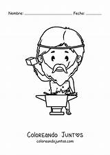 Hefesto El Dios herrero Animado Kawaii  Coloreando Juntos sketch template