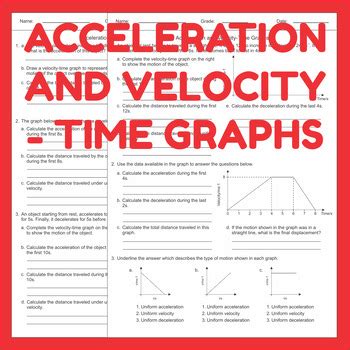 Acceleration & Velocity-Time Graphs - Motion Worksheet #1 | TpT