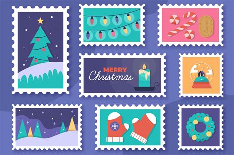 flat-design-christmas-stamp | Illustrator Templates ~ Creative Market