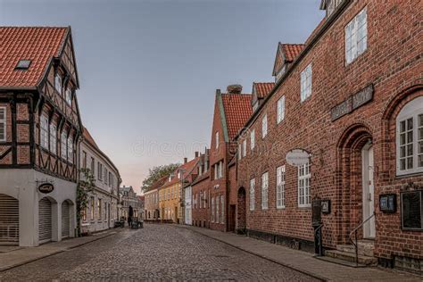 An Old Cobbled Street in the Medieval Town of Ribe Editorial ...