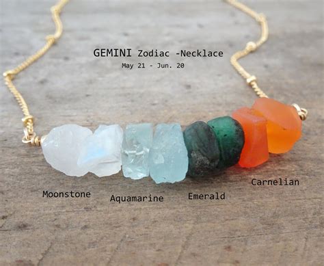 Gemini Zodiac Crystal Necklace Birthstone Necklace Moonstone - Etsy