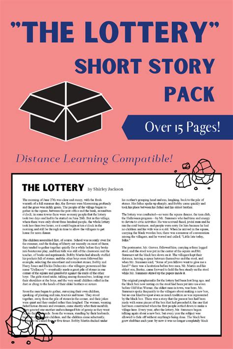 "The Lottery" Short Story Pack | Short stories, Distance learning, Lottery