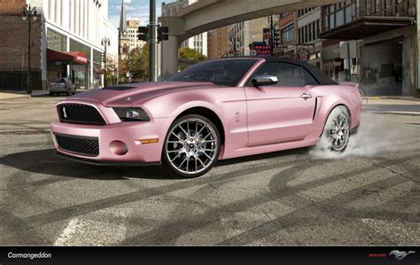 Wow....such a sleek pink and black Mustang convertible! jw | Pink mustang, Pink mustang ...