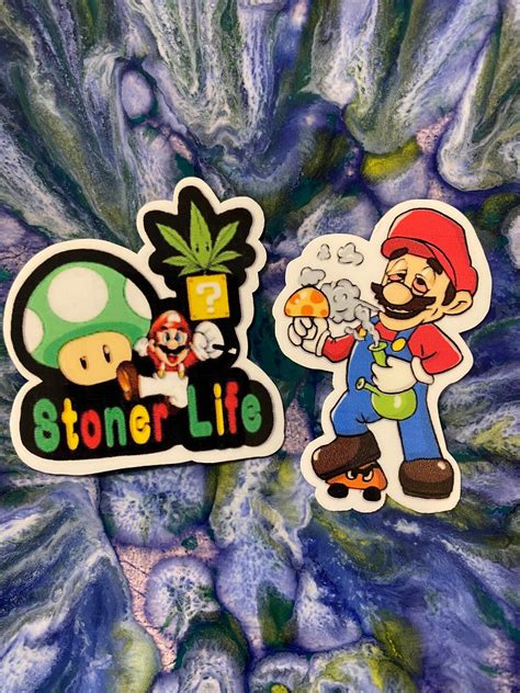 Vinyl Bong Smoking Mario Sticker. Set of 2 Stickers - Etsy