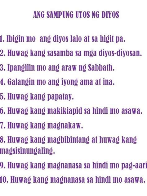 Ano Ang Sampung Utos Ng Diyos Brainly - eksamen unang