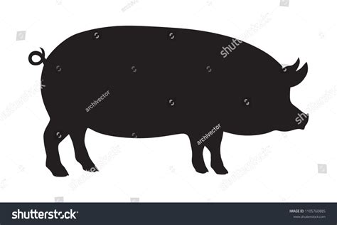 Sign Pig Isolated Black Silhouette Pig Stock Vector (Royalty Free) 1105760885 | Shutterstock