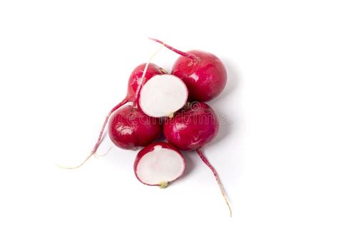 Background, White. the Red Radish Inside is One Cut in Half Stock Image ...