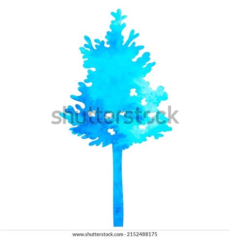 Tree Watercolor Silhouette On White Background Stock Vector (Royalty ...