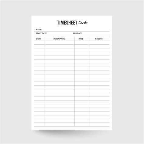 Timesheet Card,Time Card,Work Hours Log,Working Hours Log,Employee Time Tracker,Time Log ...