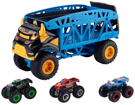 Hot Wheels Monster Trucks Monster Mover Transport Truck +3 Trucks ...