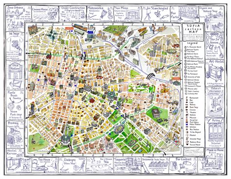 Tourist illustrated map of Sofia city | Vidiani.com | Maps of all ...