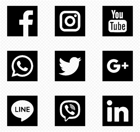 Social Media Black Square Icons | Citypng