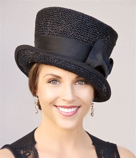 Women's Black Hat, Church hat, Kentucky Derby hat, Wedding hat, Top hat ...