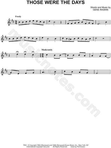 Gene Raskin "Those Were the Days" Sheet Music (Violin Solo) in B Minor - Download & Print - SKU ...