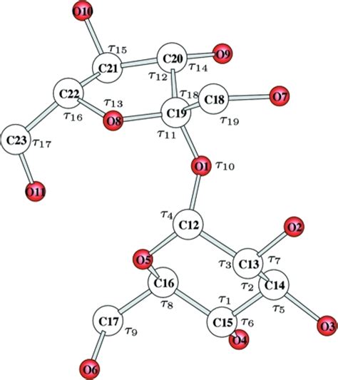 Molecular model for sucrose. Bond angles () are shown. | Open-i