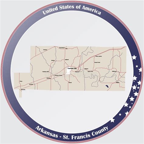 Map of St. Francis County in Arkansas Stock Vector - Illustration of roads, land: 192340218