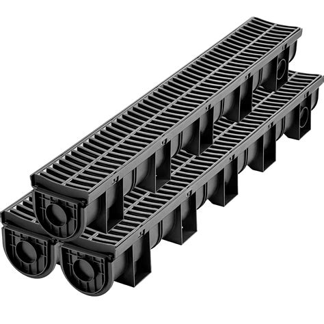 Buy VEVOR Trench Drain System, Channel Drain with Plastic Grate, 5.9x5 ...