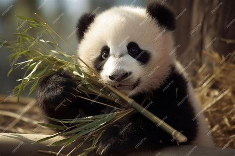 Premium Photo | Cute Baby Panda with Bamboo