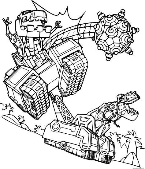 Ty Rux Fighting D Structs Dinotrux Coloring page Printable