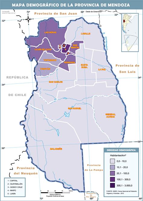 Demographic map of the Province of Mendoza | Gifex