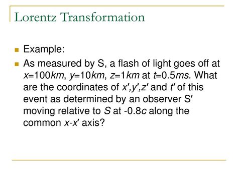 PPT - Lorentz Transformation PowerPoint Presentation, free download - ID:3029168