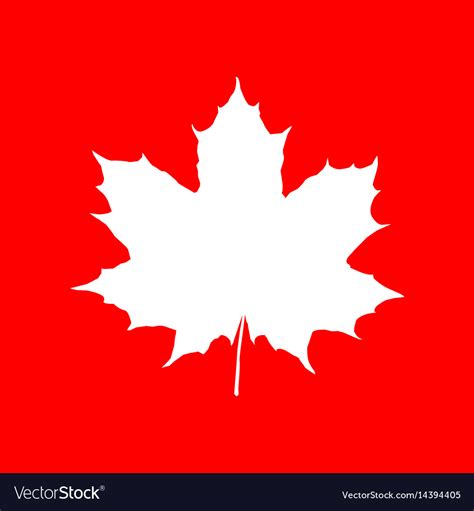 Maple leaf silhouette on red backdrop Royalty Free Vector