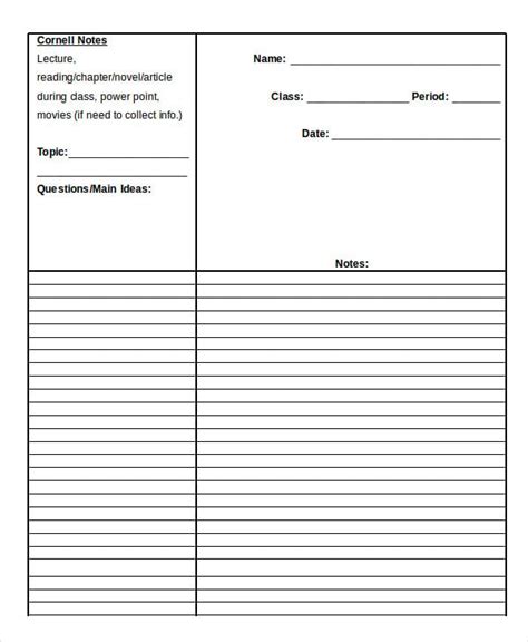 13+ Free Cornell Notes Templates in Word | Google Docs | Apple Pages | PDF | Free & Premium ...