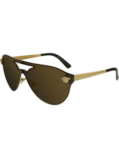 Versace - Versace Women's Mirrored VE2161-1002F9-42 Gold Shield Sunglasses - Walmart.com ...