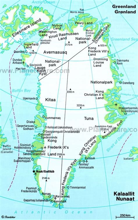 Map of Greenland with Towns