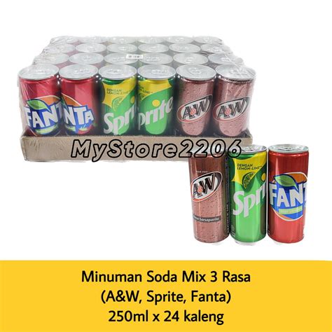 Jual Minuman Kaleng Soda / Soft Drink Mix 3 Rasa (A&W, Sprite, Fanta ...