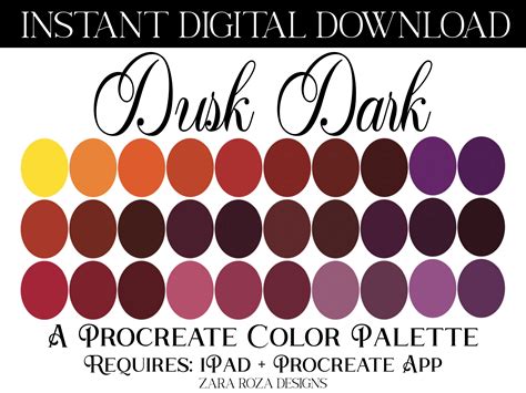 Dusk Dark Procreate Color Palette Gráfico por ZaraRozaDesigns ...