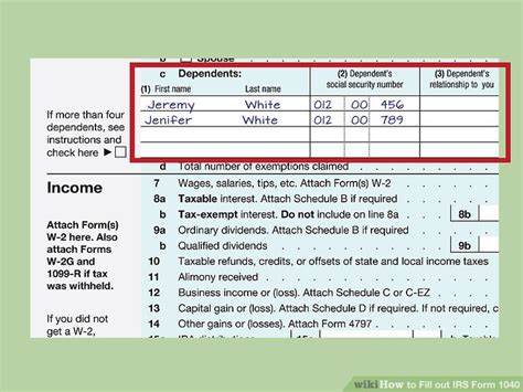 How to Fill out IRS Form 1040 (with Form) - wikiHow