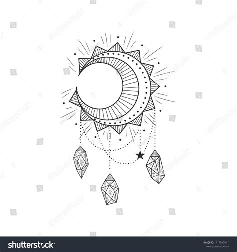 Magic Signs Symbols Space Elements Moon Stock Vector (Royalty Free ...